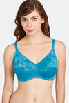 Rosaline Everyday Double Layered Non Wired 3/4th Coverage Lace Bra - Fjord Blue — thumbnail 1